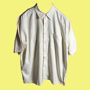 Austin Reed London Light Yellow Silk/Cotton Blend‎ Short Sleeve Button Down XL